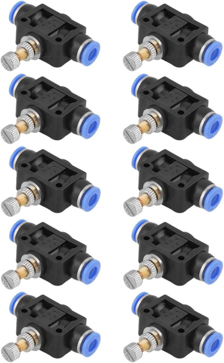 SnelShoppen - Pneumatische Luchtfittingen 10-Delig Set Push-in Snelheidsregelaar 6mm Pneumatische Lucht Controleklep Aansluitingen