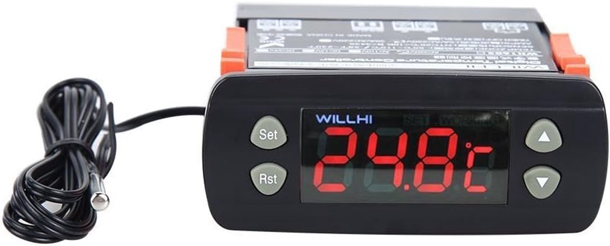 SnelShoppen - Digitale Temperatuurregelaar 10A / 220V -50°C tot 110°C voor Reptielen, Huisdieren, Aquarium, Koelkast en Vloerverwarming - Celsius/Fahr