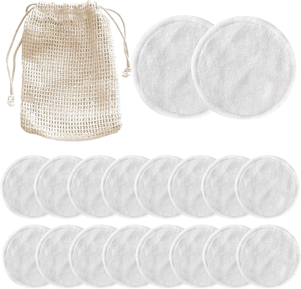 Makeup pads 20 stuks - wasbare make-updoekjes - katoen en bamboe - ideaal voor gevoelige huid - ShopVlot