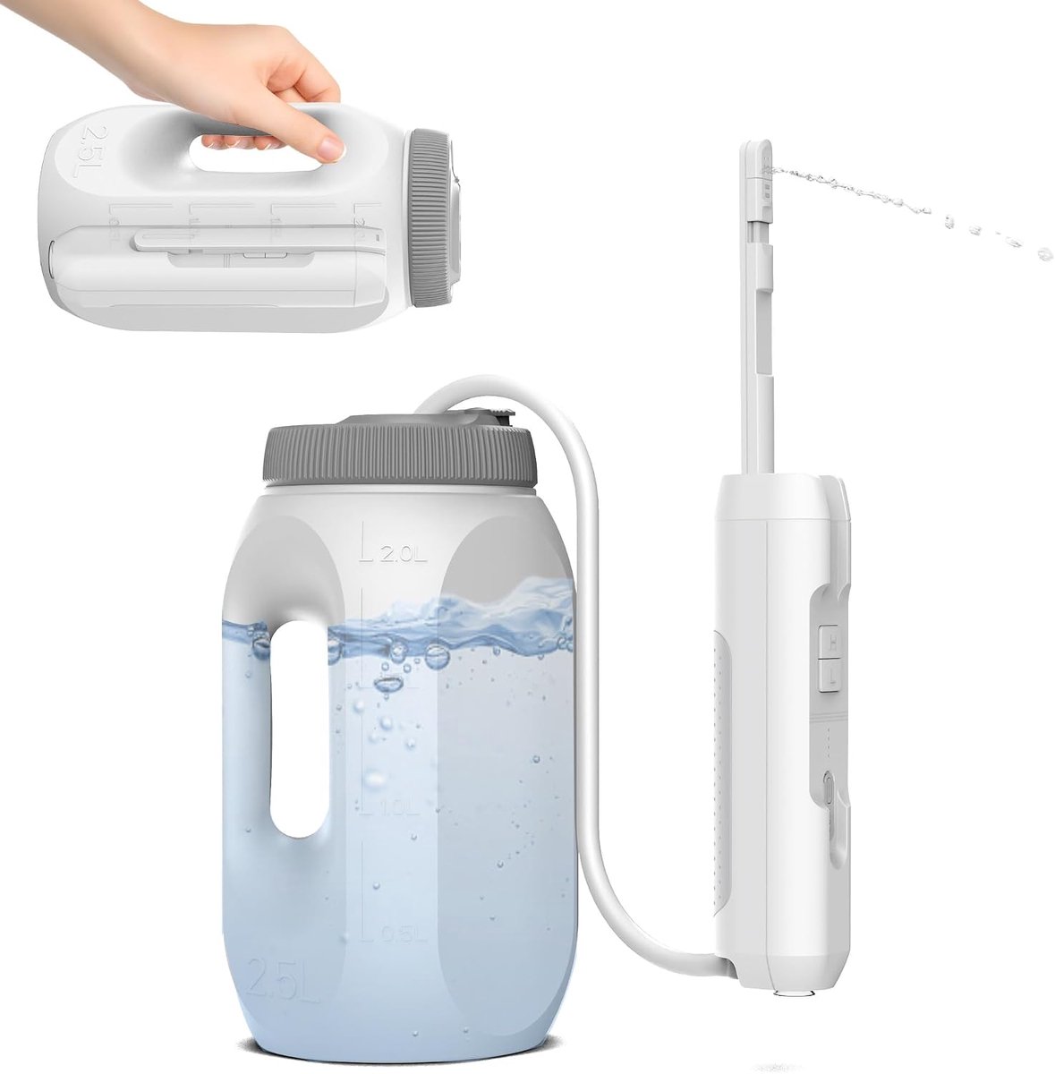 SnelShoppen - Draagbare elektrische bidet met 2.5 liter watertank - Hygiënische toiletaccessoire voor thuis, camping, reizen, en meer