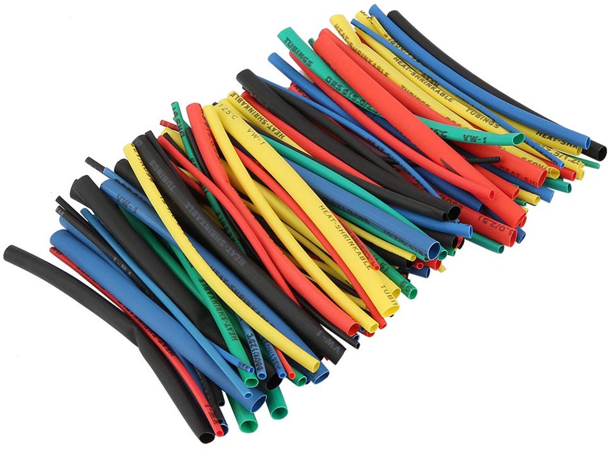 SnelShoppen - Heat Shrink Tubing Kit 100 Stuks 100mm 2:1 Isolatie Krimpkousen, Draad Kabel Krimpkousen in Diverse Kleuren en Maten
