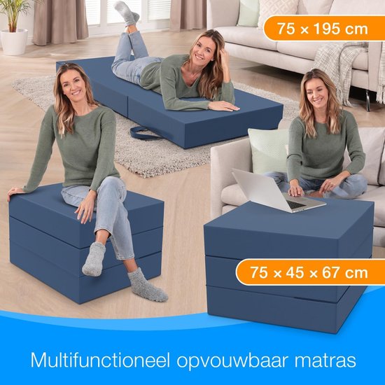 Opvouwbaar Matras - Vouwmatras Logeermatras - Extra Slaapplek Creëren - Extra Dik 15 cm Schuim - 75 x 195 cm — afbeelding 4