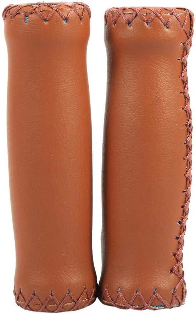 SnelShoppen - Fiets Handvatten Set Retro Faux Leer, Ergonomisch Ontwerp met Comfortabele Grip (Bruin) - Anti-slip, Herbruikbare Verpakking
