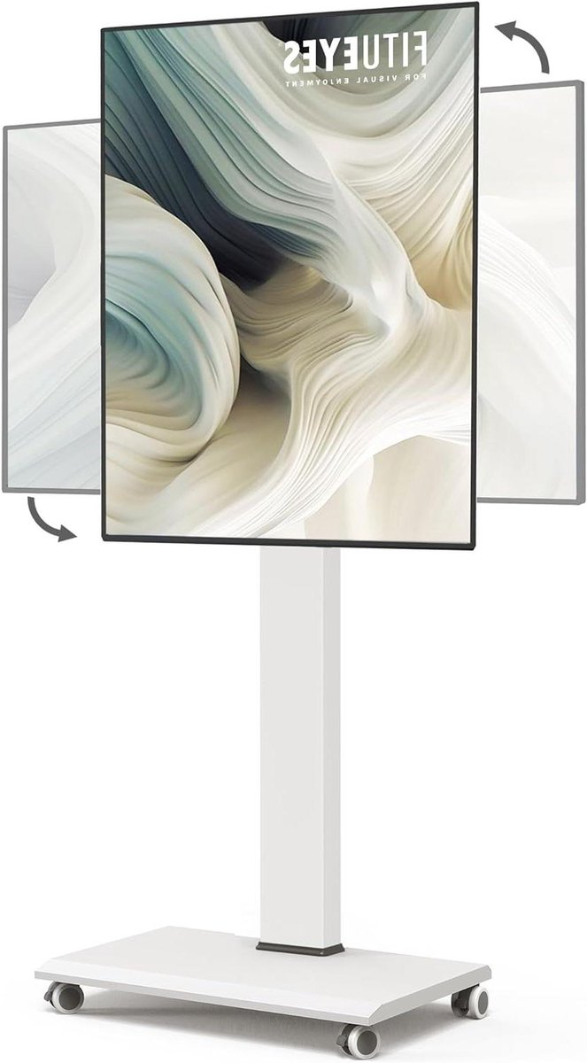 Verrijdbare tv-standaard - Tv-wagen vloer - Presentaties en streaming - Volledig ijzeren constructie - 32-75 inch - Wit
