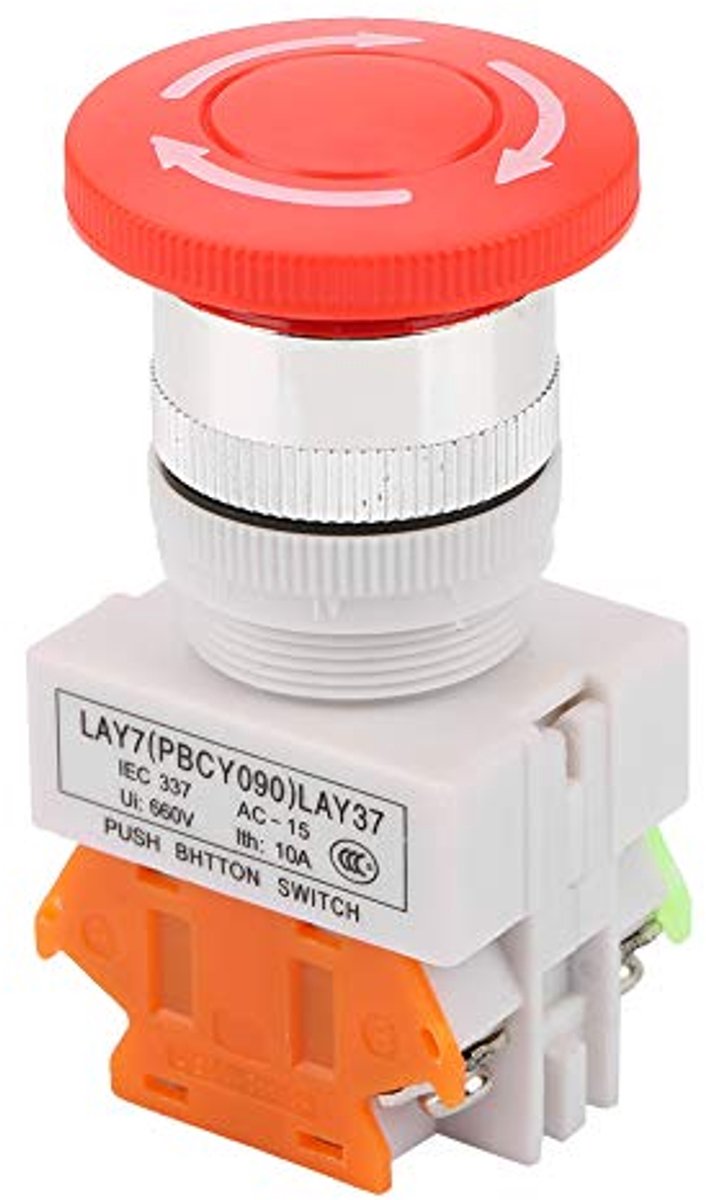 SnelShoppen - LAY37-11ZS Zelfremmende Noodstop Paddestoelschakelaar - Compact, Hooggevoelig, Veilig, 220-240V, Duurzaam, Robuust, Voor Thuis en Indust