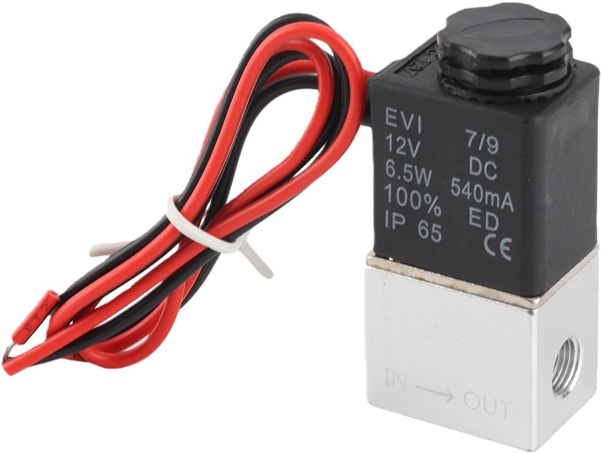 SnelShoppen - Normaal Gesloten Pneumatische Ventiel DC12V Elektrisch Ventiel voor Lucht en Water, 2-Wege Normaal Gesloten, 1/8 Inch NPT Vrouwelijke Aa