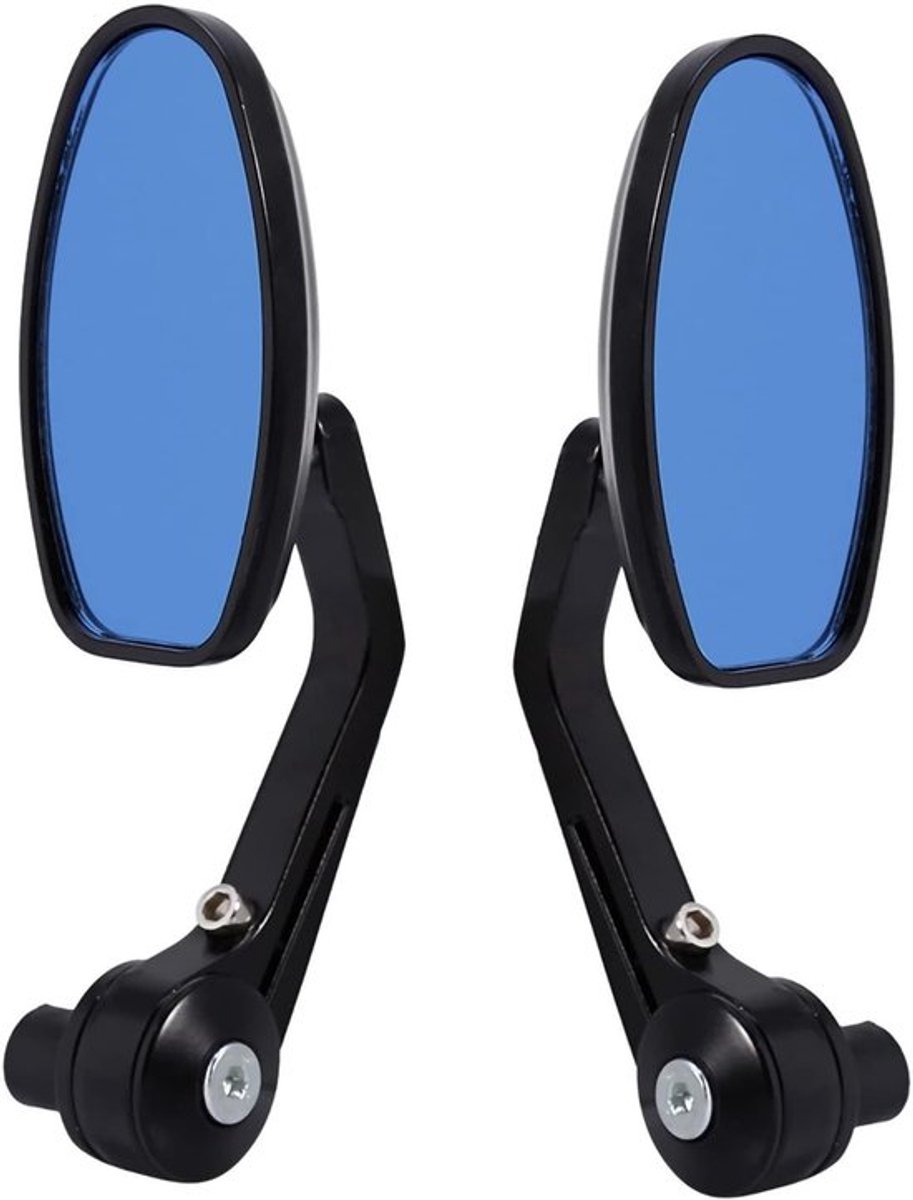 Universele Achteruitkijkspiegels voor Motorfietsen, 7/8 Inch, Met Eindkap, Set van 1 Paar, Zwart, Geschikt voor Diverse Motorrijders