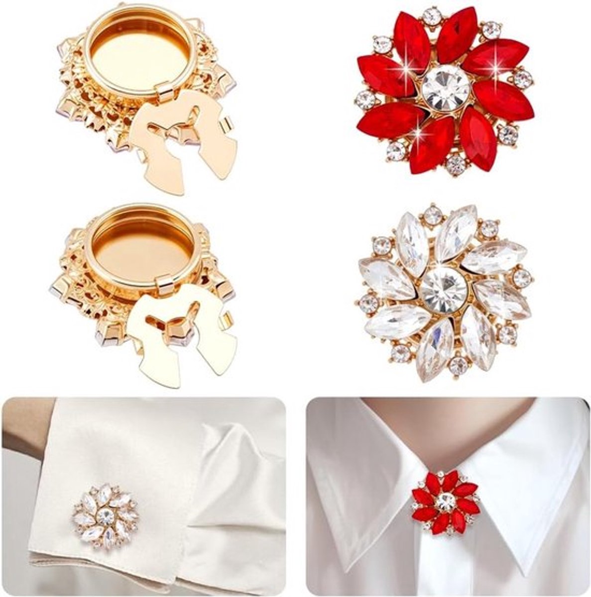Rhinestone knopen in 2 stijlen, 28 mm, perfect voor mouwen, shirts, jurken en tuxedo's, vlamwerend en transparant