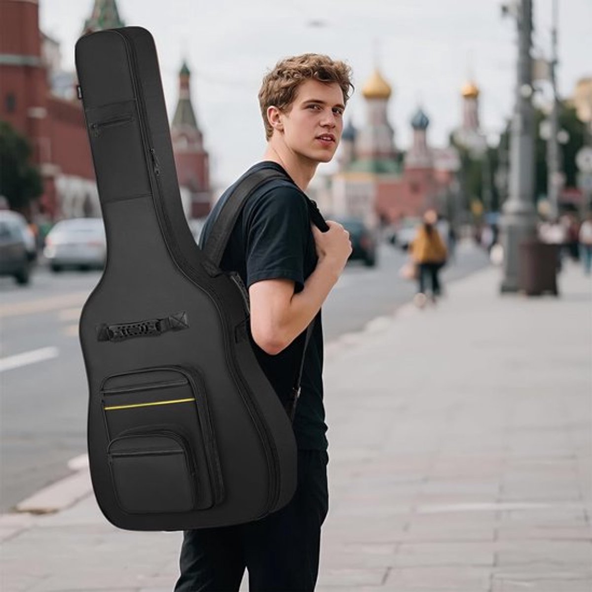 Acoustische gitaar tas voor E-bass, zwarte E-bass tas met extra bescherming en draagcomfort