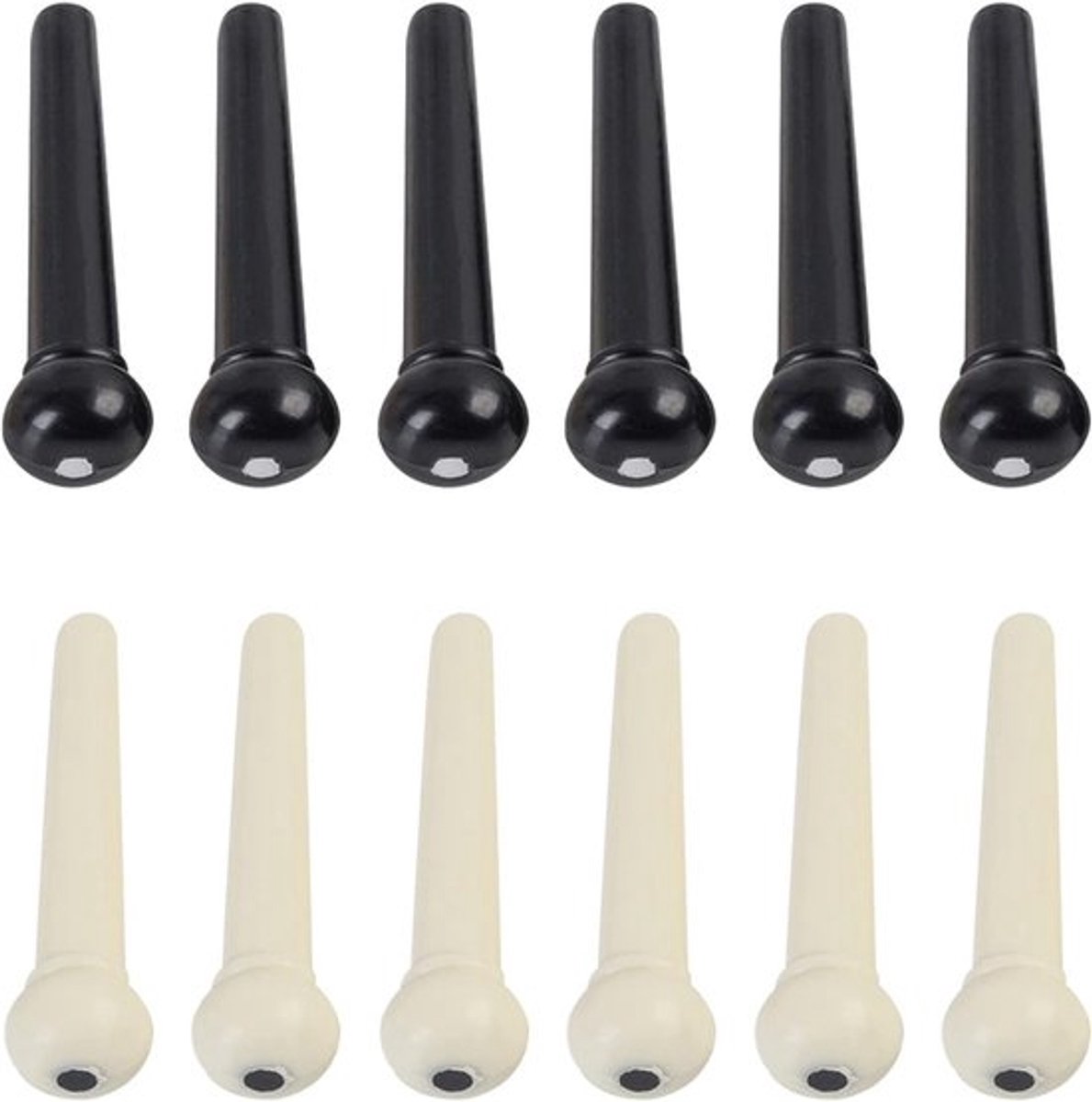 Brugpinnen-set voor akoestische gitaar, 12 stuks, ivoor en zwart, voor betere geluidskwaliteit en stabiliteit