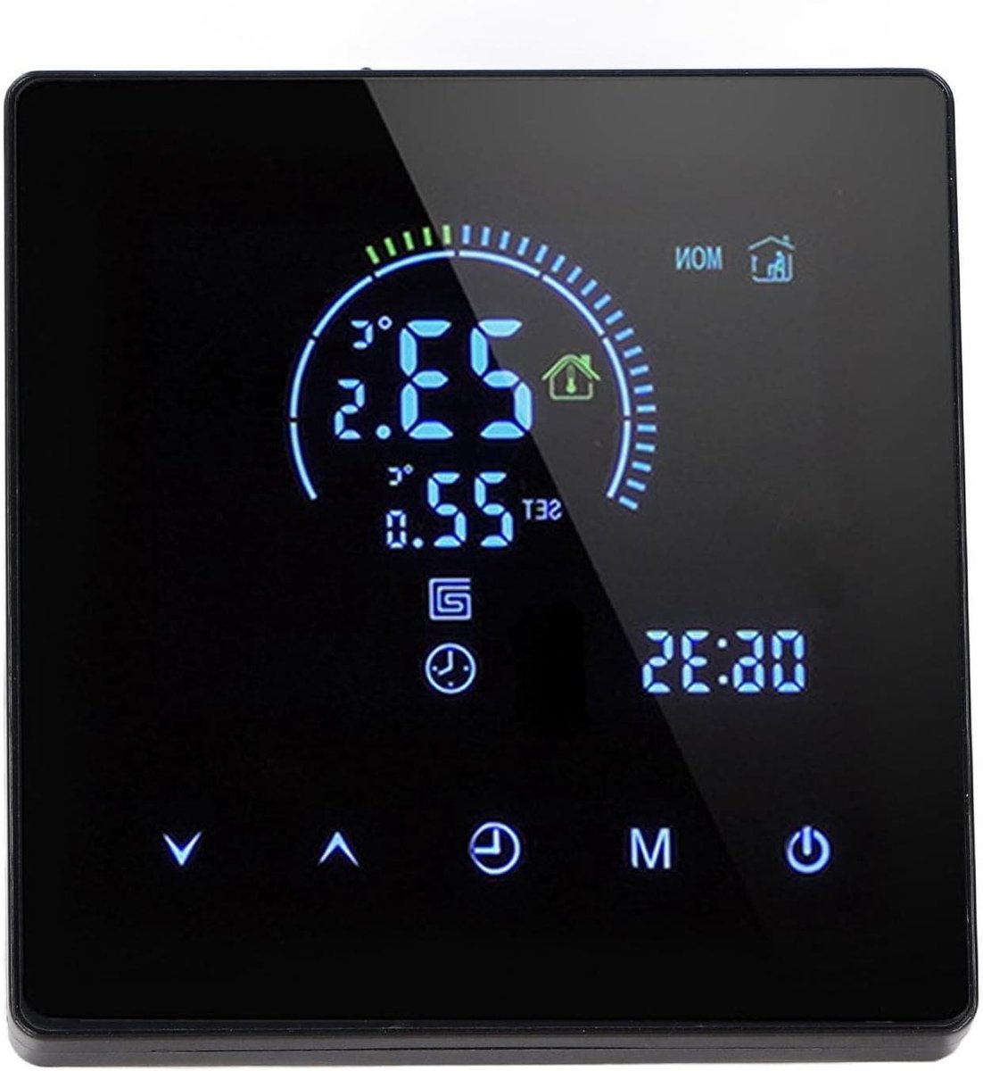 Digitale Thermostaat - Slimme Thermostaat Programmeerbaar - Verwarming Regelen - Intelligent LCD Display - 41x86x86mm - Zwart