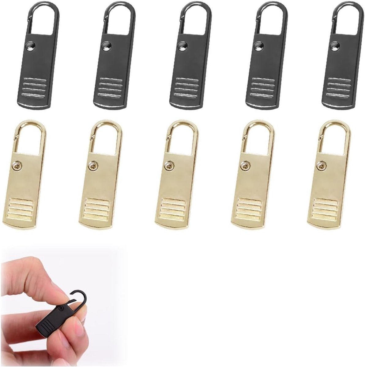 Zip pullers pack van 10 - 38 mm - metaal - vervangbaar - eenvoudig te bevestigen - ShopVlot