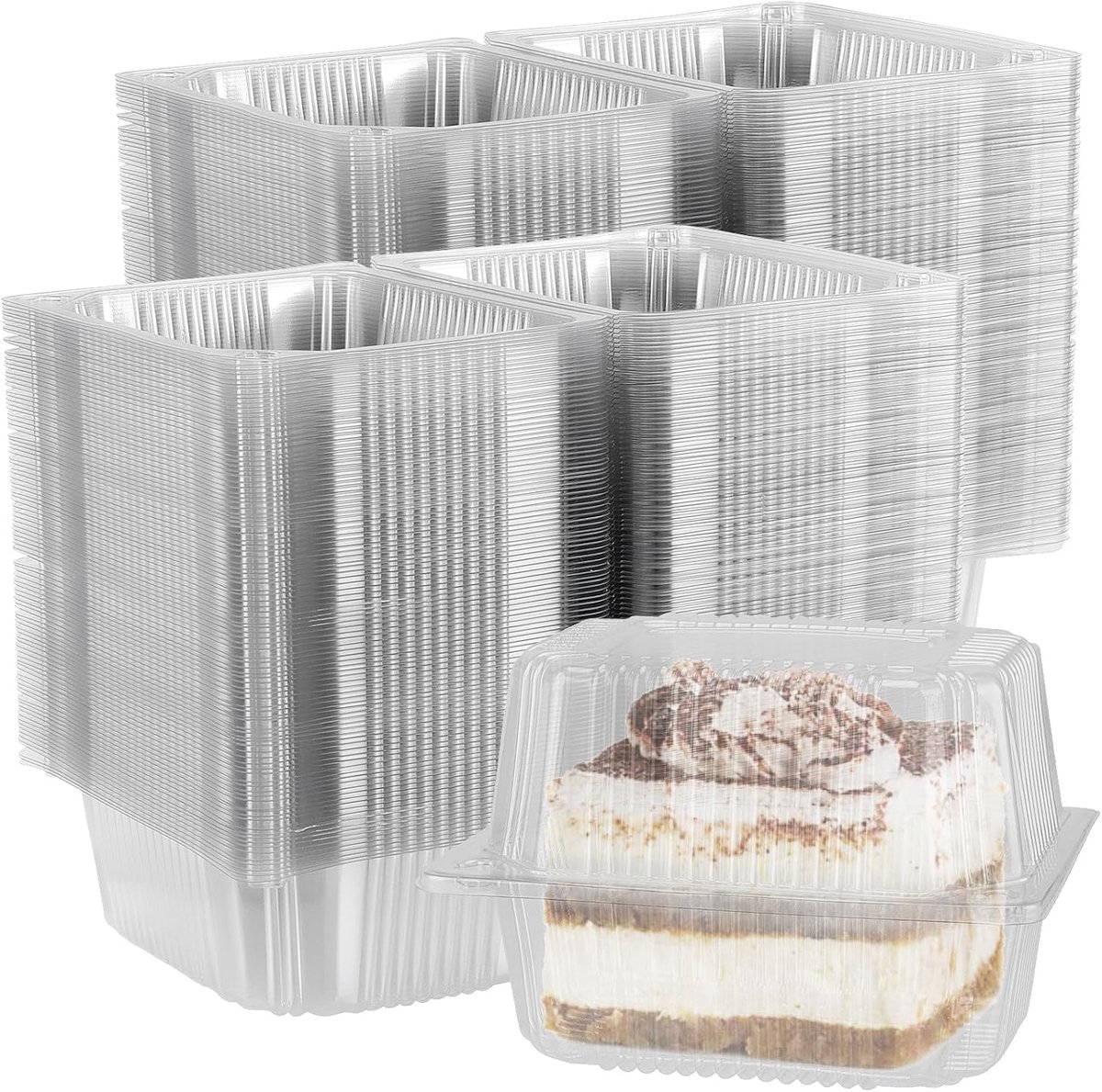 SnelShoppen - 100 Stuks Cake Dozen Individueel, 5.3" Transparante Plastic Cheesecake Dozen, Vierkante Enkele Cupcake Dozen met Deksel, Dessert Voedsel