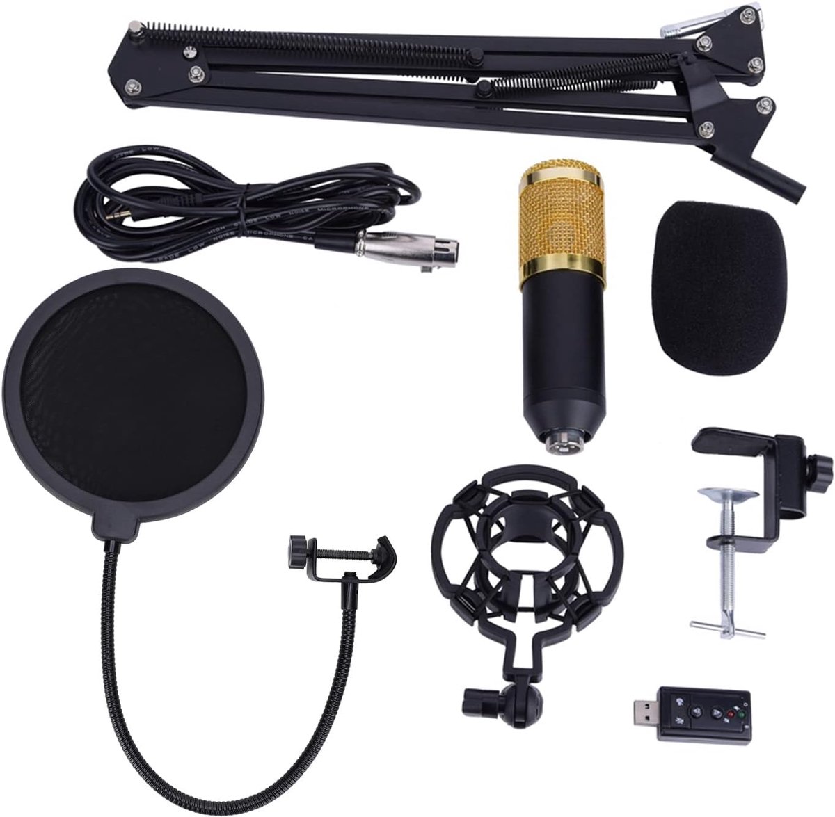 BM800 Professional Studio Condenser Microphone Kit Condenser Microphone USB Adapter Microphone Kit for Studio - ShopVlot