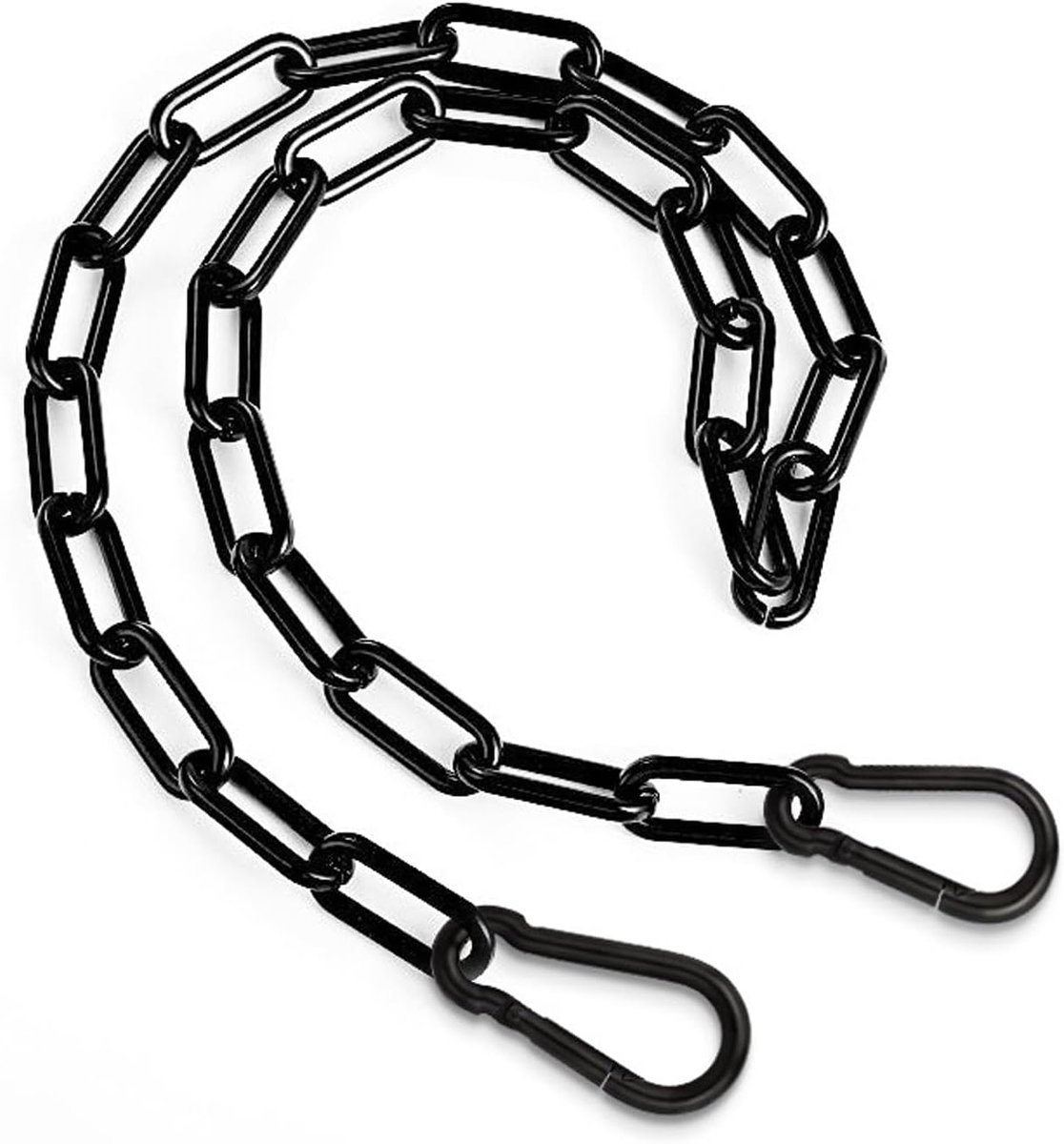 SnelShoppen - Heavy Duty Kettingslot 1m, Zwart Metalen Ketting met 2 Verwijderbare Karabijnhaken, Roestvrij Stalen Ketting voor Buiten, Tuin, Poortbev