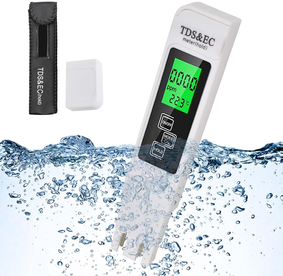 SnelShoppen - 3-in-1 TDS EC en Temperatuur Meter, Waterkwaliteitsmeter, Conductiviteitsmeter met LCD Scherm, Hoogprecisie Meetinstrument voor Drinkwat
