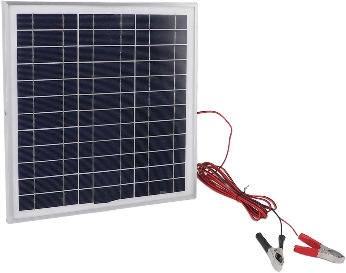 SnelShoppen - 50W Draagbaar Zonnepaneel, Waterdicht Aluminium Frame Monokristallijn Siliconen Zonnepaneel met Krokodillenklemmen 3m Kabel voor Camping