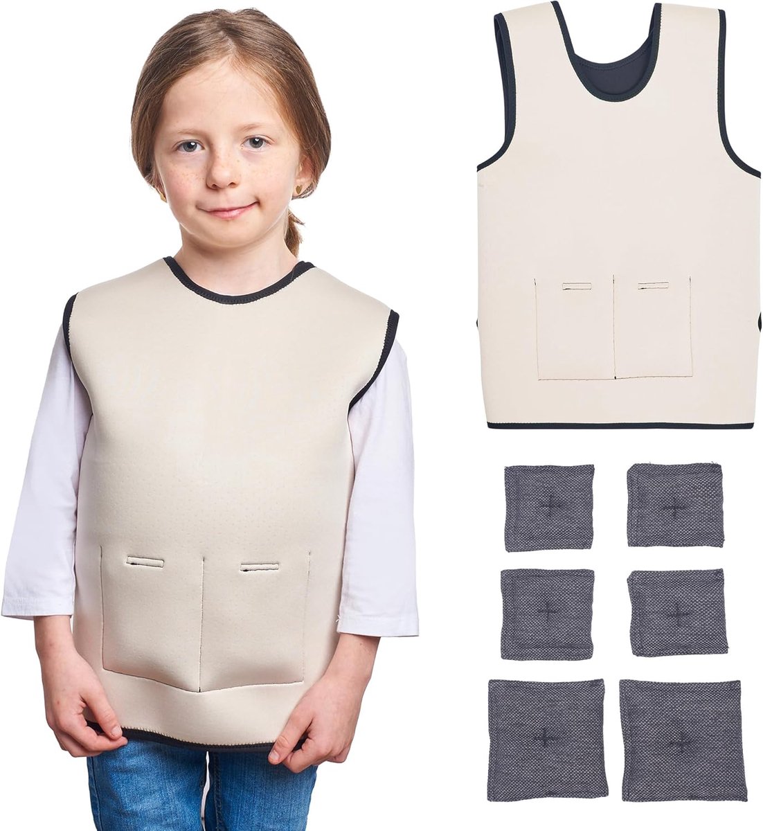SnelShoppen - Kids Gewichtsvest | Diepe Druk Vesten | ADHD Hulpmiddelen voor Kinderen | Autisme Sensorische Kleding | Verstelbaar Gewogen Vest | Gewog