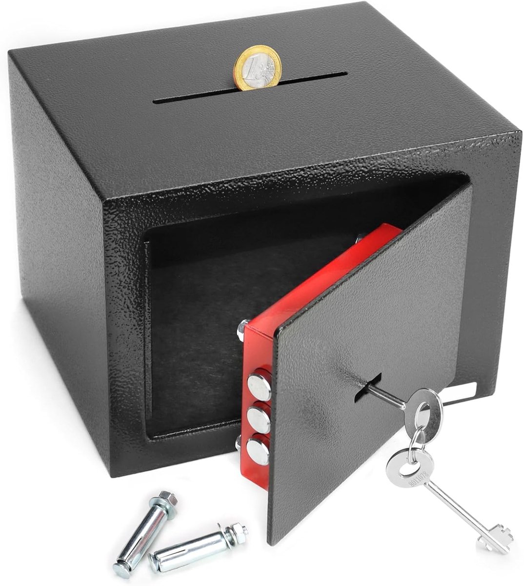 SnelShoppen - Veiligheidskluis 23 x 17 x 17 cm met Sleuf - 3-Punts Sleutel Meubelkluis - Hoge Veiligheid Stalen Constructie voor Waardevolle Spullen