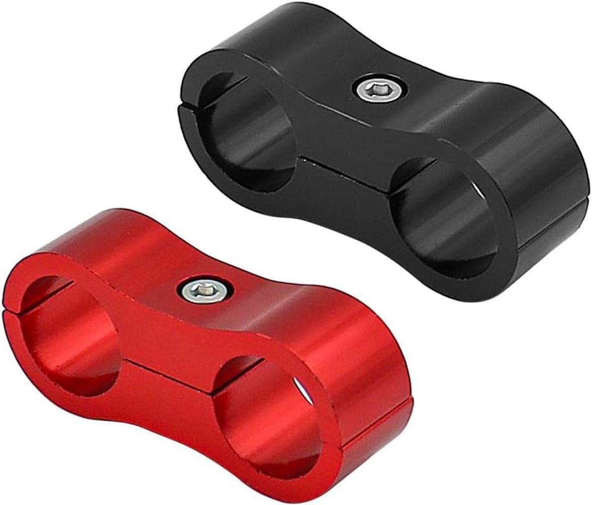 SnelShoppen - 2 Stuks Slangseparator Klemmen, Brandstofslang Bevestigingsklemmen, Aluminium, Rood, AN6, Slangklemmen voor Auto en Tuin