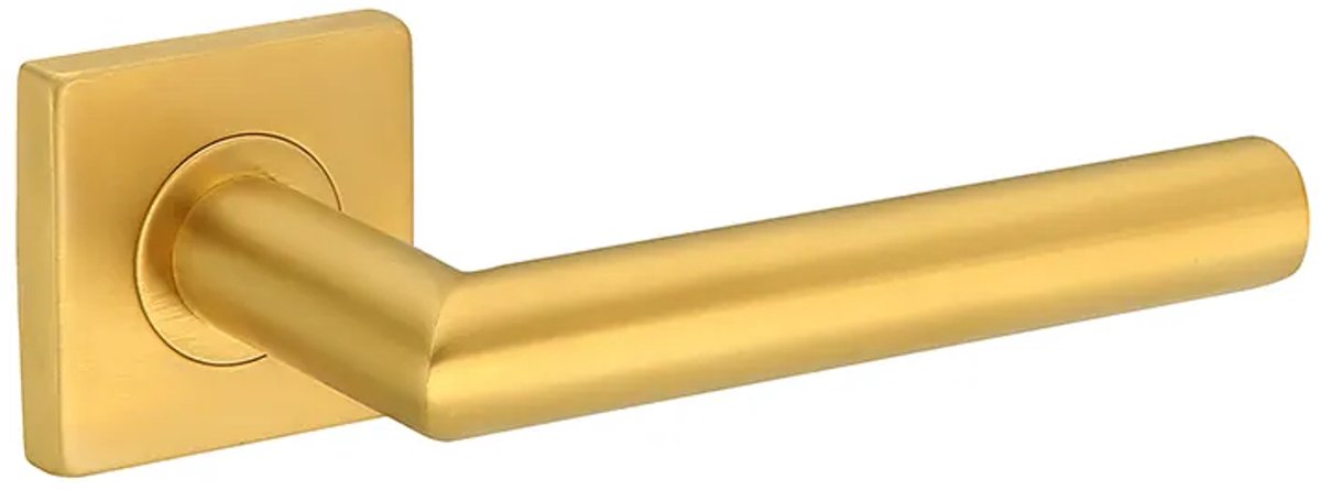 Deurkruk (2x) Vita 20mm haaks op vierkant rozet mat goud PVD gecoat | Deurklinken vierkant