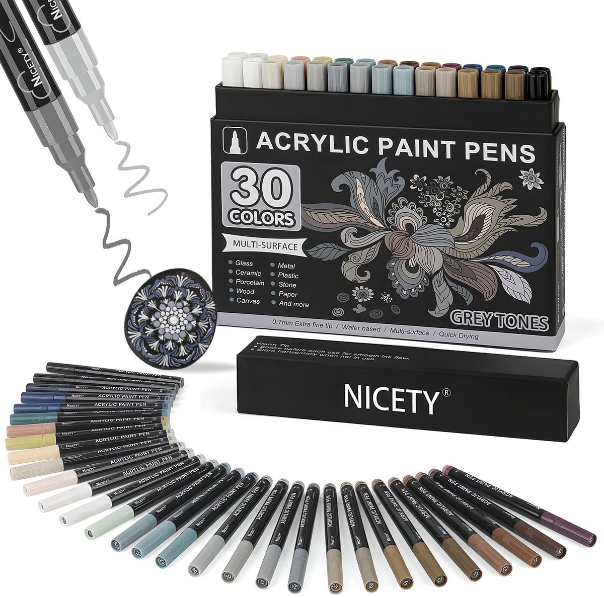 Solidchoice - Acrylverf Viltstiften Set van 30 met Extra Fijne Punt