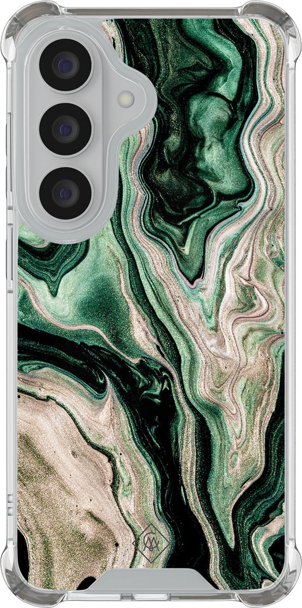 Casimoda® hoesje - Geschikt voor Samsung Galaxy S26 Plus - Groen marmer / Marble - Shockproof case - Extra sterk - TPU/polycarbonaat - Groen, Transparant