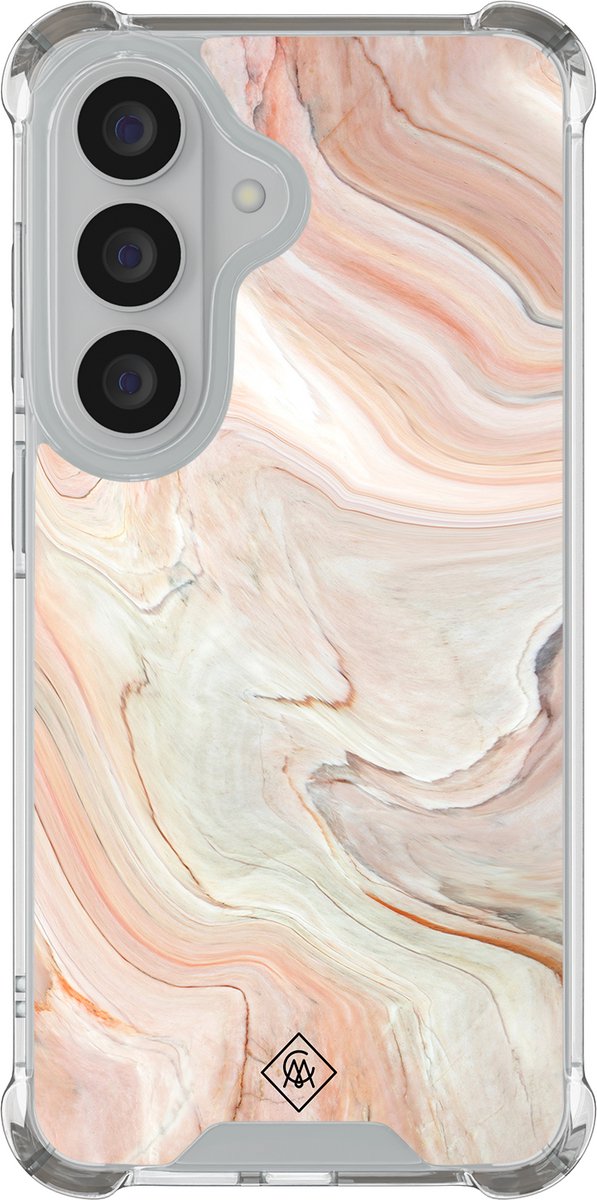 Casimoda® hoesje - Geschikt voor Samsung Galaxy S26 Plus - Marmer Waves - Shockproof case - Extra sterk - TPU/polycarbonaat - Bruin/beige, Transparant