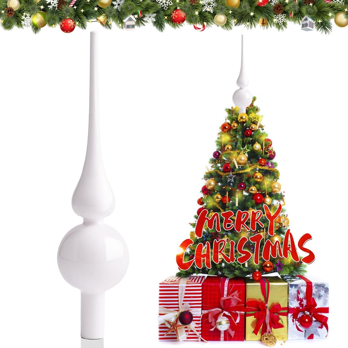 Solidchoice - Kerstboom Topper van Glas 26cm