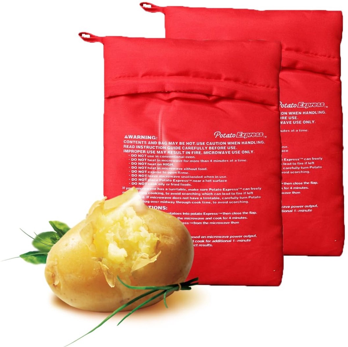 Solidchoice - Set van 2 Herbruikbare Magnetron Kookzakken voor Aardappelen