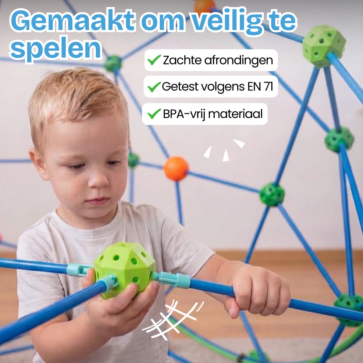 TinyPlay Fort Bouwpakket XXL 336 Onderdelen - Speelgoed 4 Jaar 5 Jaar - Kinderspeelgoed - Sensorisch Speelgoed - Bouwset Jongens Meisjes - Hut Bouwen - Speeltent -Megafort - Montessori Educatief Speelgoed - Incl. Opbergtas — afbeelding 10