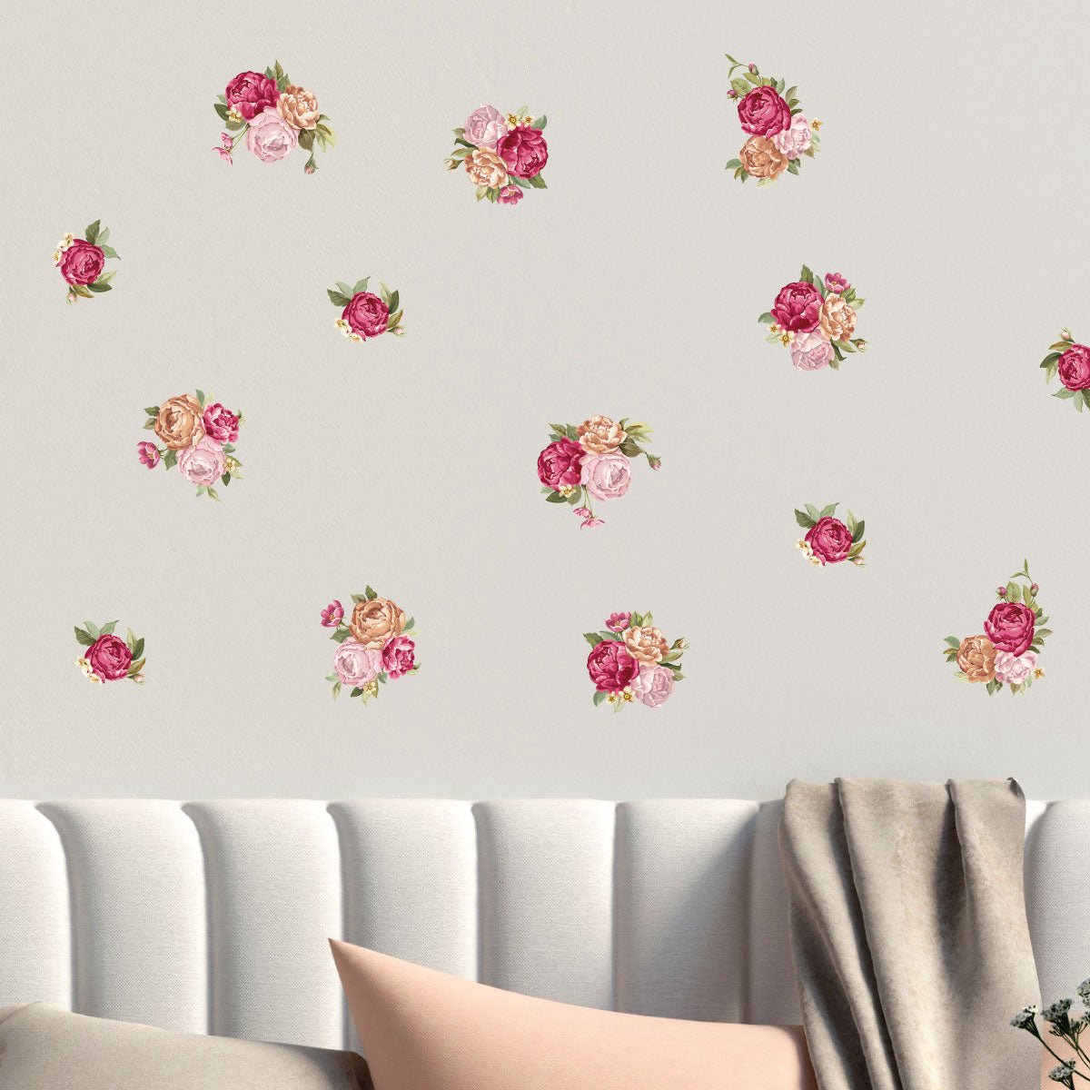 Ambiance Sticker Muurstickers - Rozenboeket - Transparante achtergrond - 120x120cm Multi color
