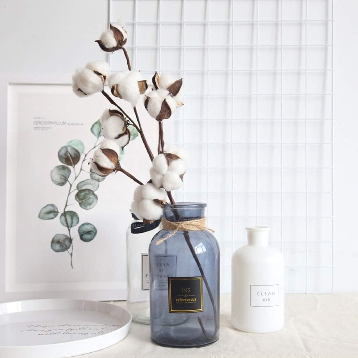 10 natuurlijke droge katoenen bloem kunstmatige plantenbloemen houden bruiloft feestdecoratie bloemen - ShopVlot