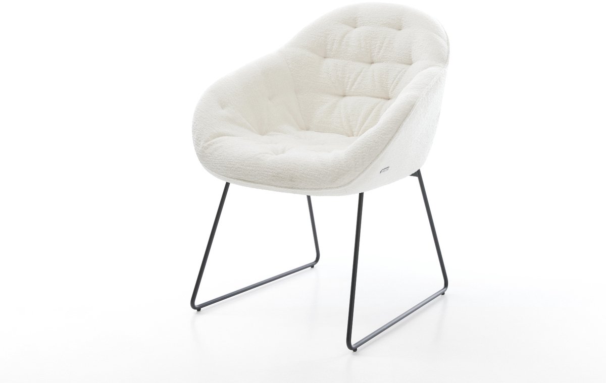 Gestoffeerde-stoel Gaio-Flex slipframe zwart bouclé zacht beige