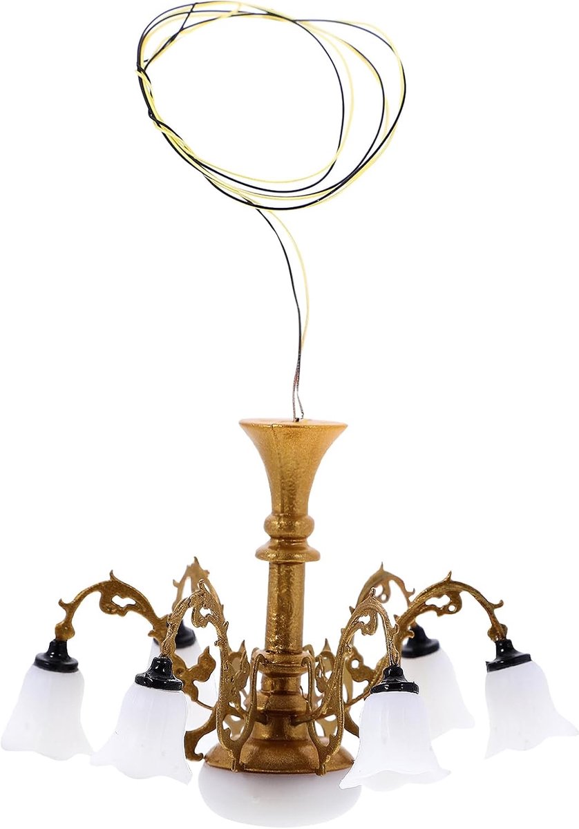 Uonlytech LED Miniature Ceiling Light 1:12 Dollhouse Chandelier Miniature Exquisite Elegant LED Ceiling Light - ShopVlot