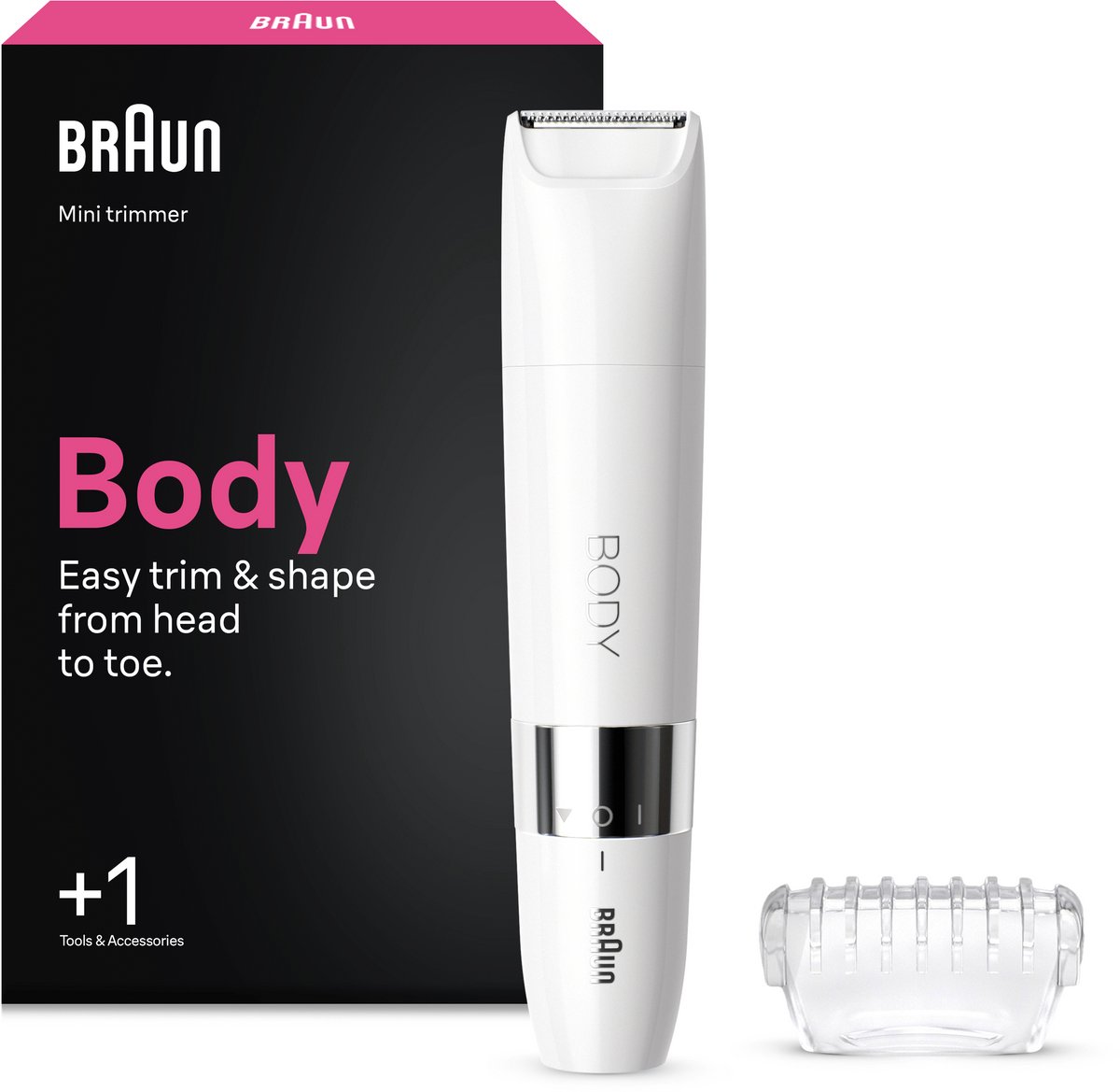 Braun Mini BS1000 - Bodytrimmer - Voor eenvoudig trimmen en stylen - + 1 Extra - Wit