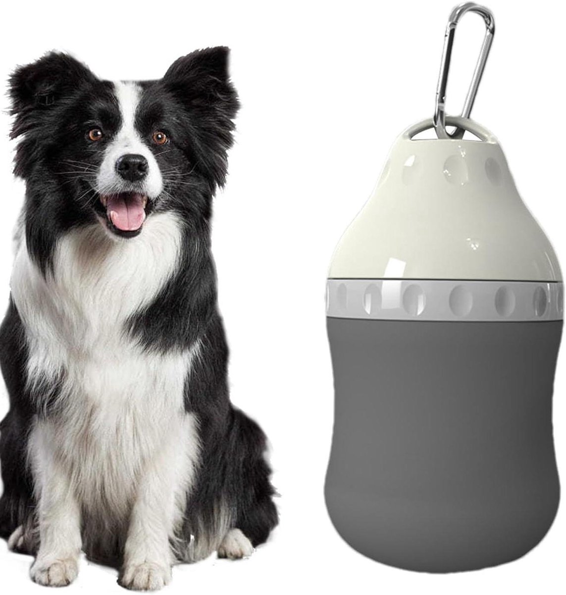 Honden Waterfles - Reisfles Hond - Hond Hydrateren - Lekvrije Afdichting - 400 ml - Grijs