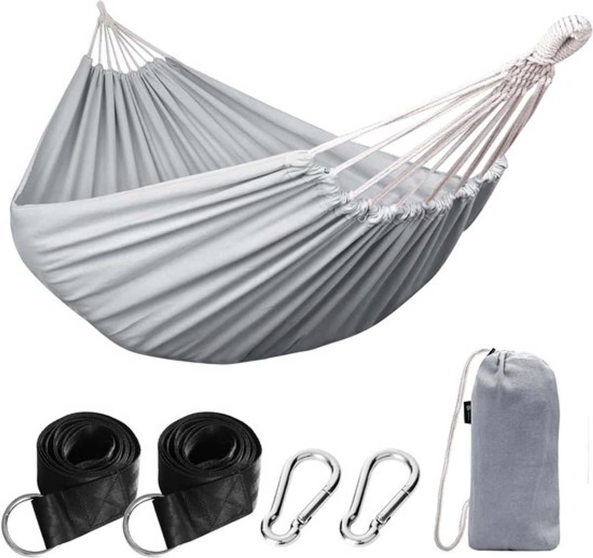 Comfortabele Hangmat voor Buiten, 210 x 150 cm, Draagvermogen tot 200 kg, Inclusief Opbergtas, Lichtgroen, Perfect voor Tuin en Terras