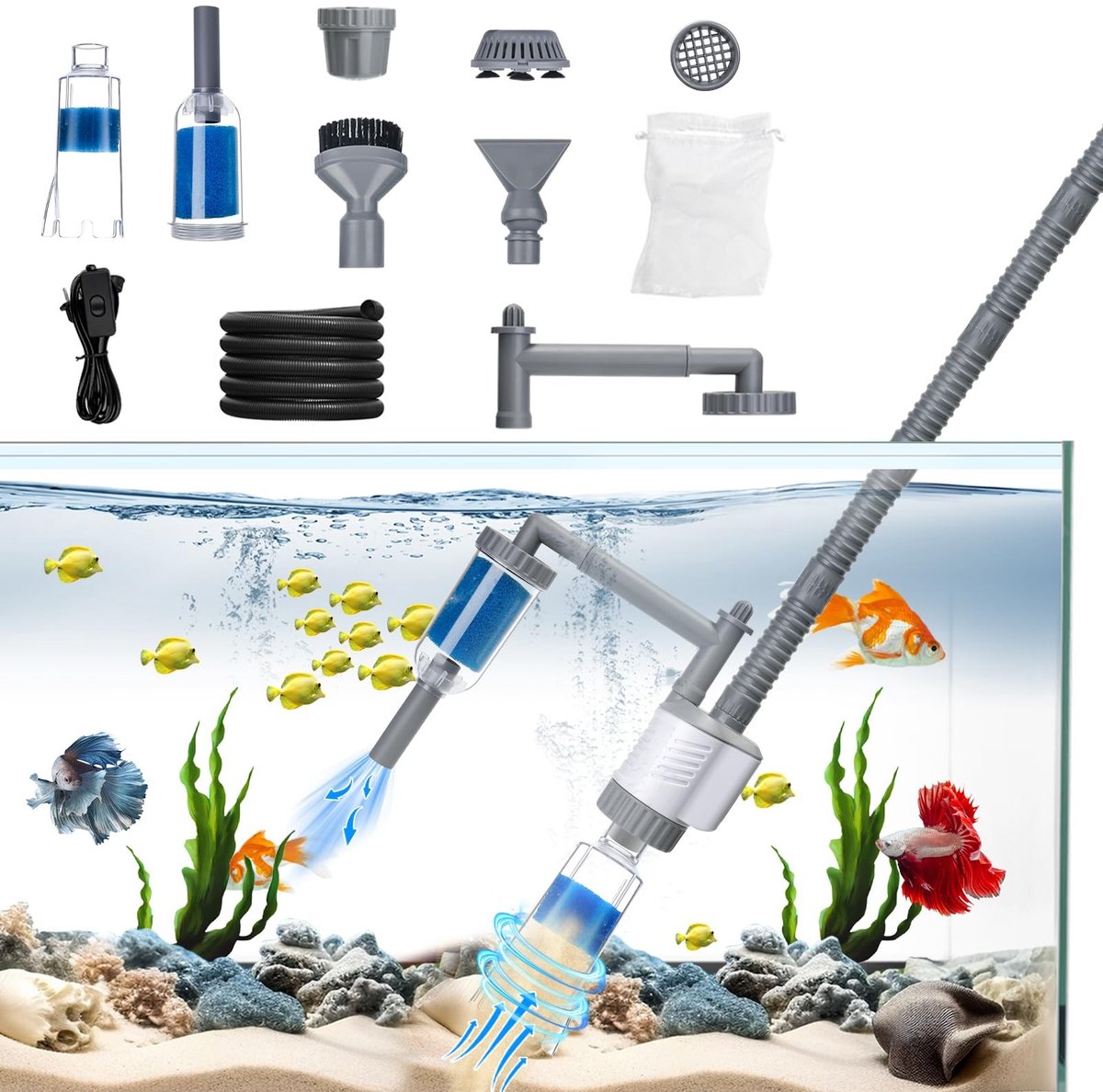 Solidchoice - Elektrische Aquarium Vuilzuiger met Verstelbare Steel