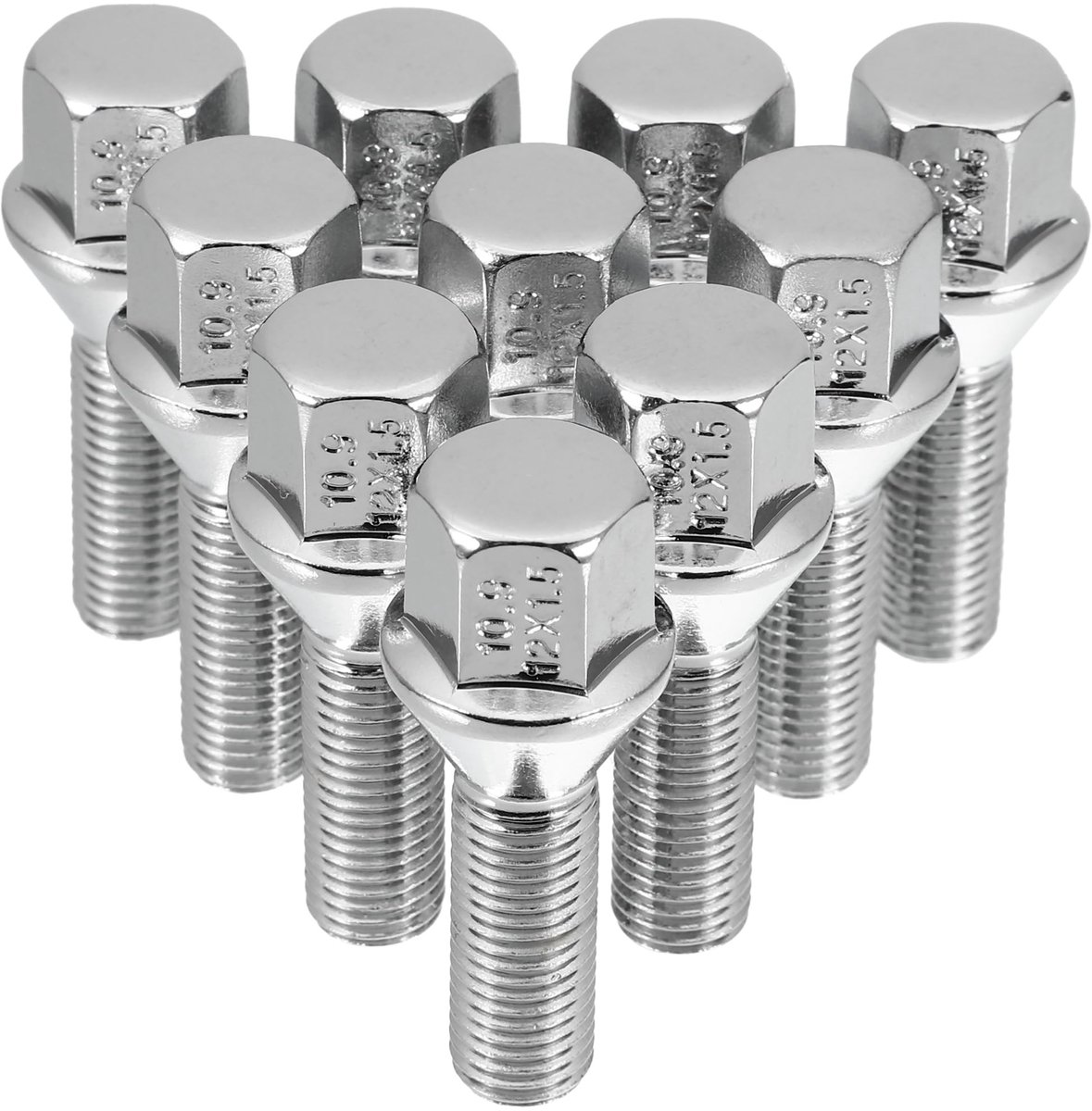 Solidchoice - 10 Stuks M12 Chroom Wielbouten voor Eenvoudige Vervanging