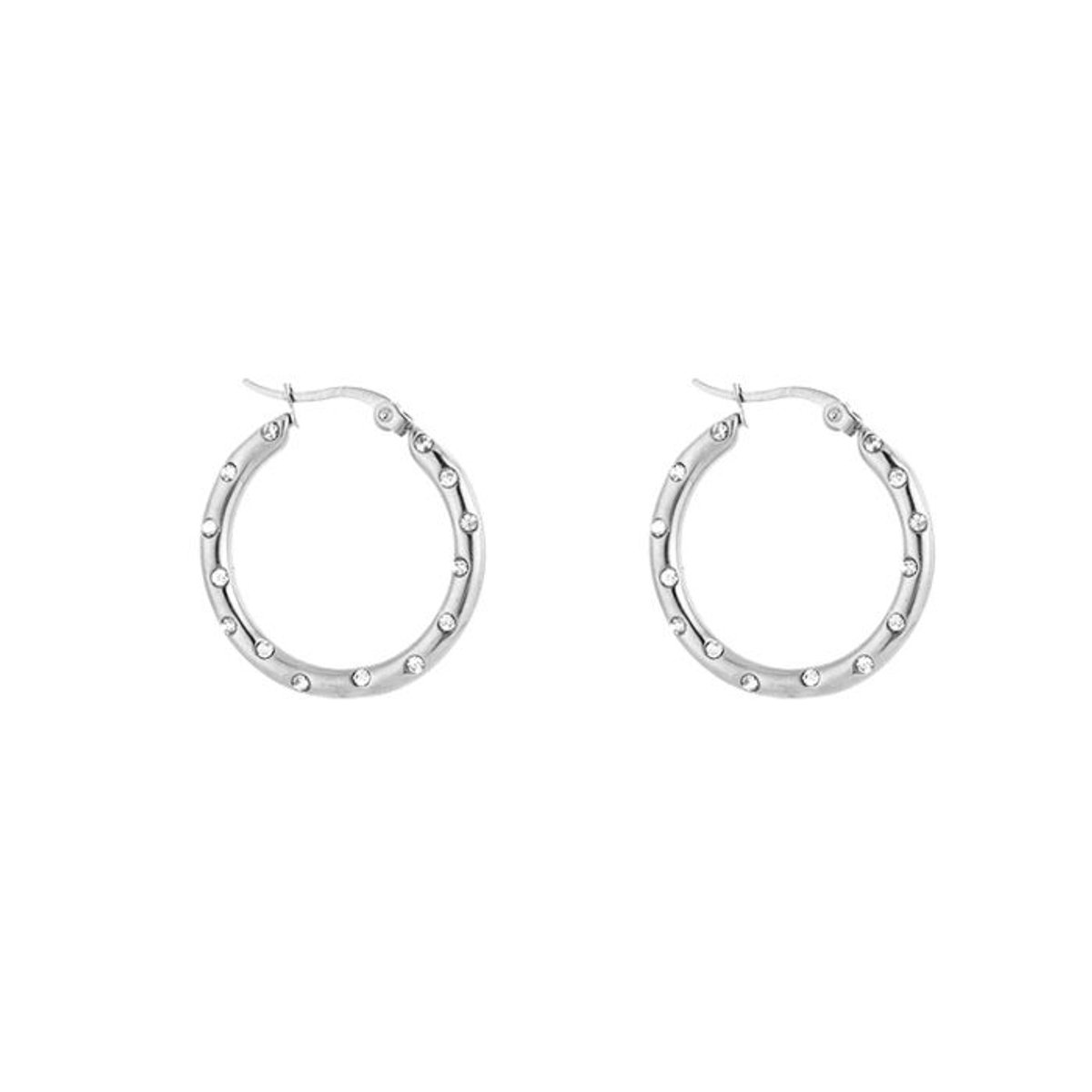 Bijoutheek Oorringen Hoop Strass Zirkonia Zilverkleurig