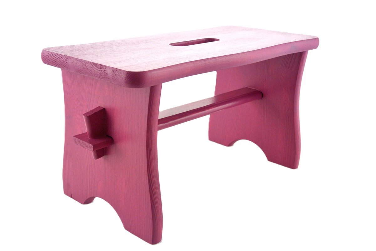 Hoge Houten Keukenstoel - Fuchsiaroze & Naturel Hout