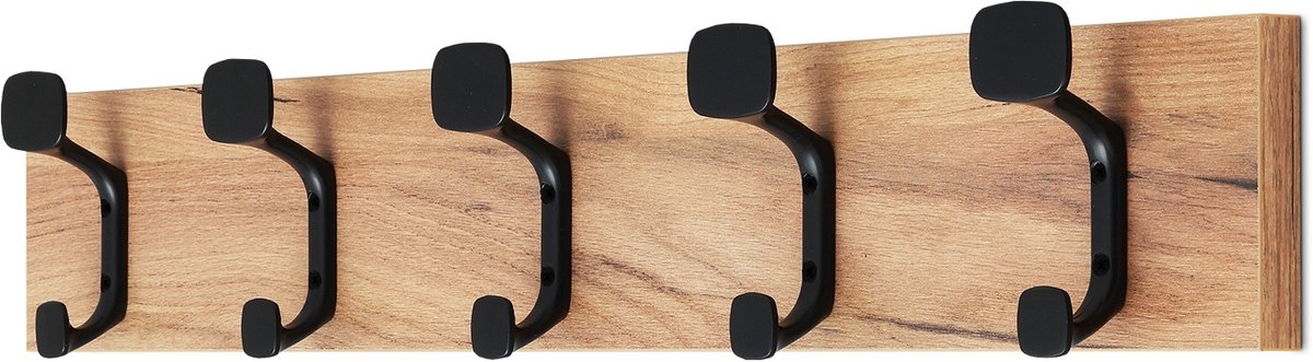Wandkapstok Loft 5 Haken Goud Eiken - Zelfmontage
