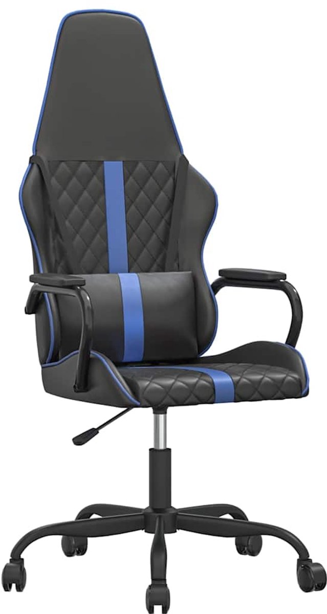 vidaXL Massage - gamestoel - kunstleer - zwart - en - blauw blauw en zwart