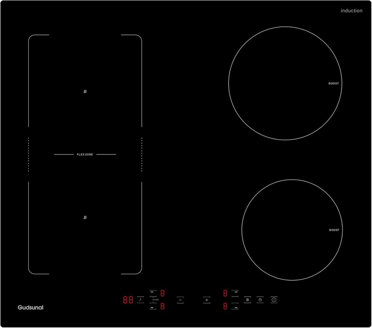 Inductiekookplaat - Zwart - 60 cm - Flexzones - Voor Koken