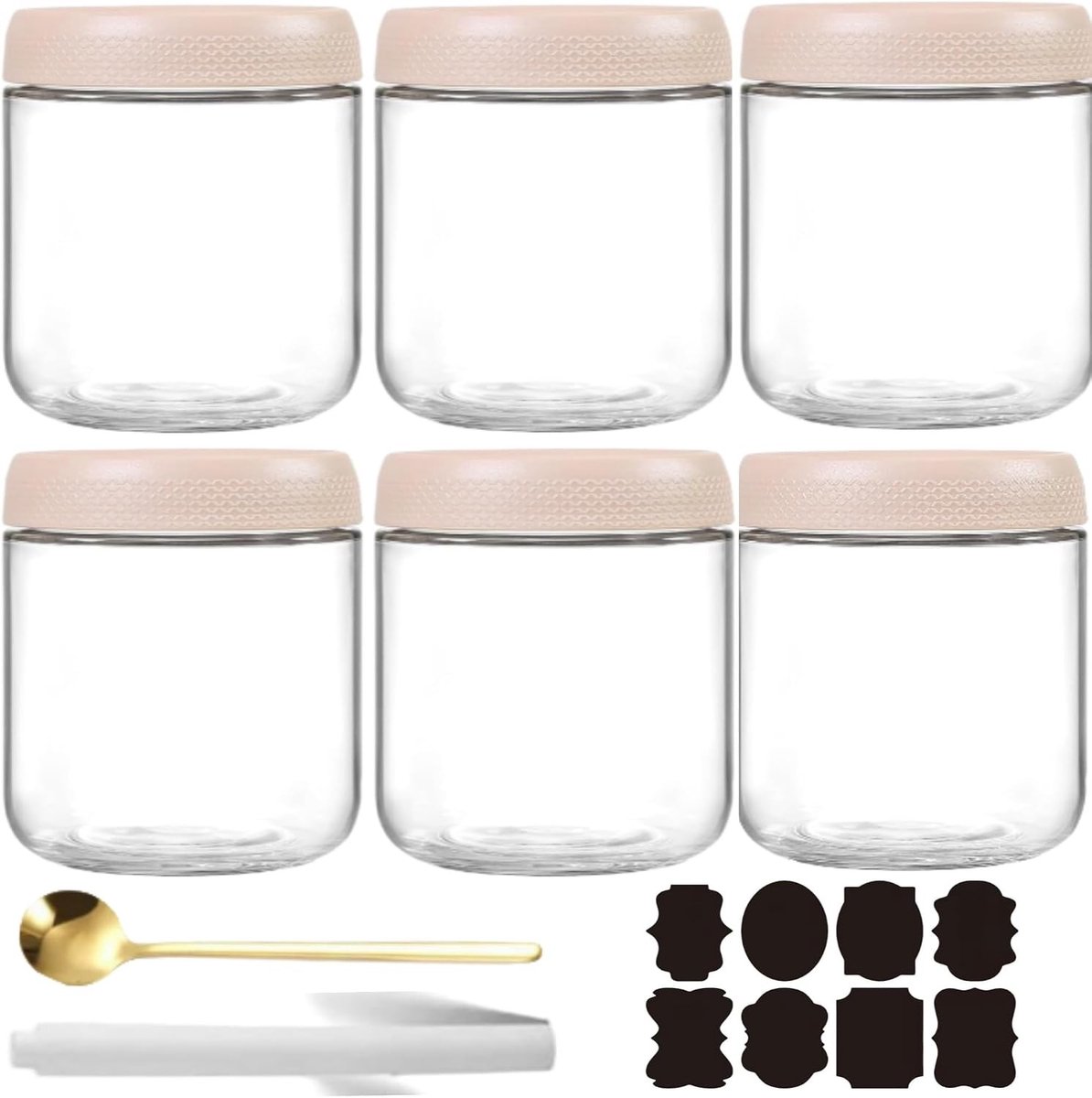 Glazen Opslagpotten - Wit - 300 ml - Verzegelbare Maaltijdcontainers voor Overnight Oats - Voor Thuis en onderweg