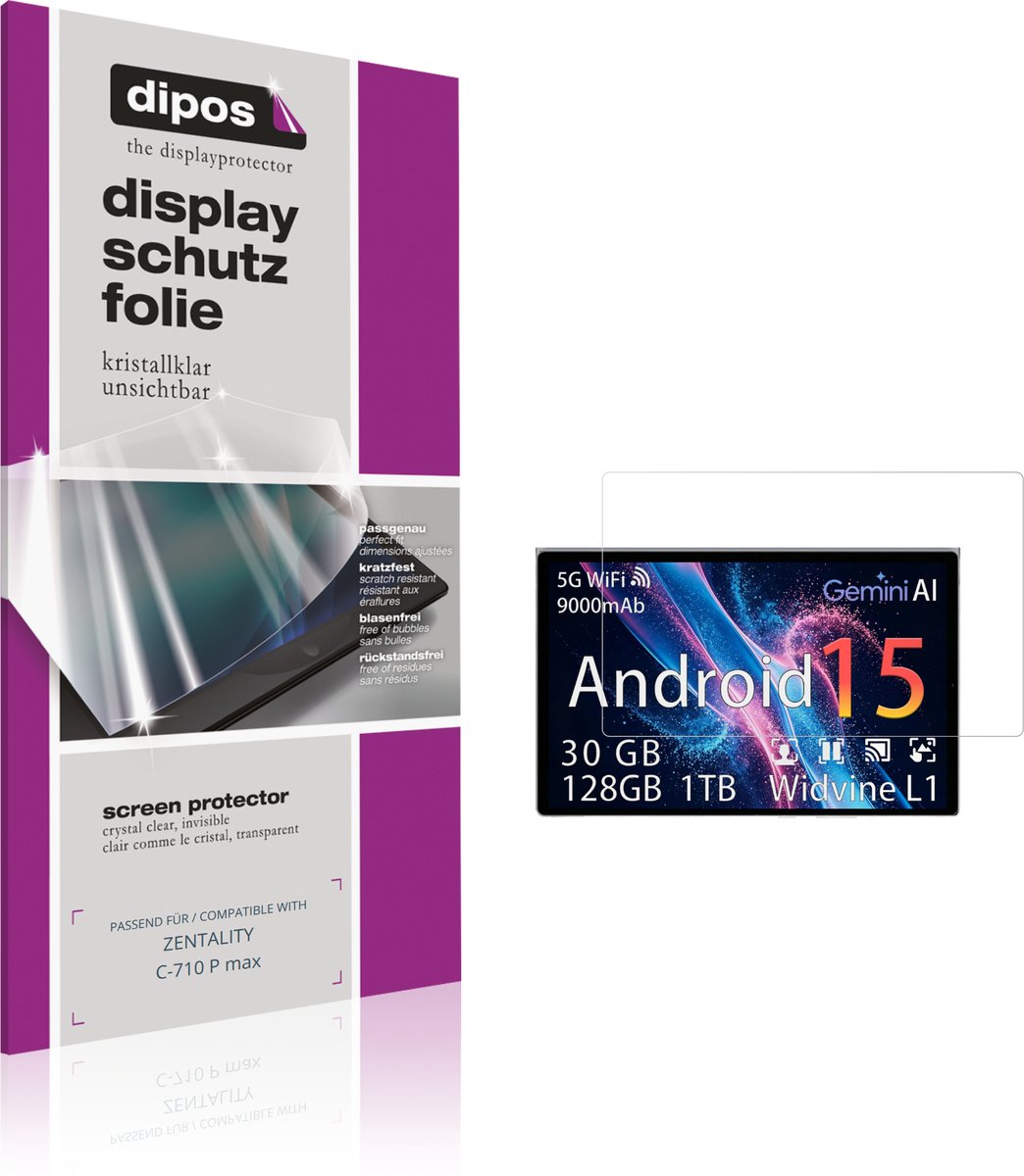 dipos – 2x Beschermfolie geschikt voor ZENTALITY C-710 P max | Krasbestendige & heldere Screenprotector Ultra-Thin