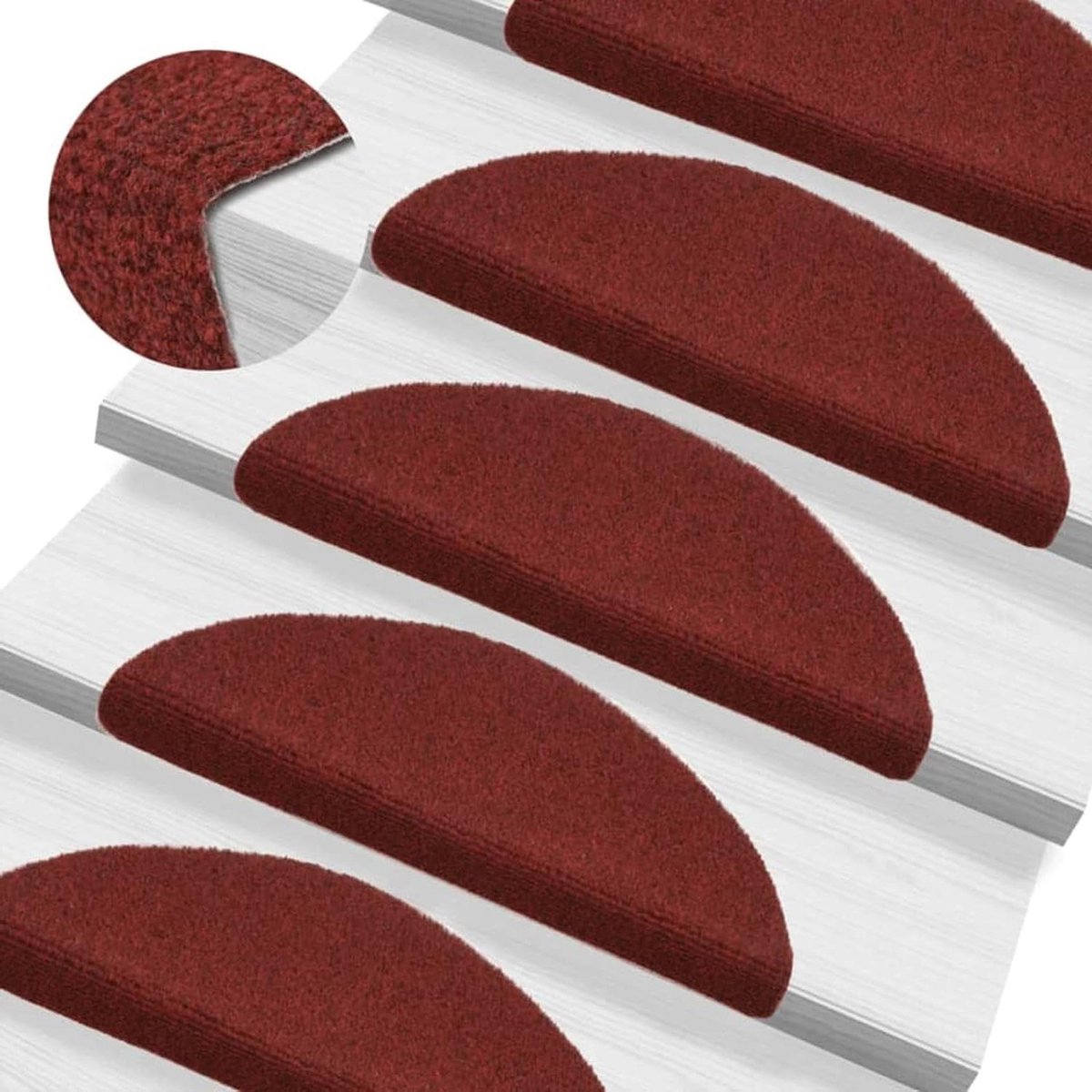 Zelfklevende Trapmatten - Trapkussens Naaldpons - Veilig Traplopen - Geluiddempend Antislip - 10 stuks - Rood