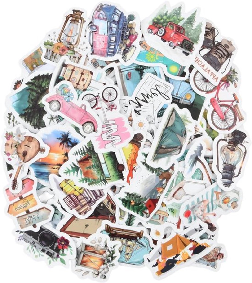 Set van 100 Reis Stickers voor Scrapbooking, Dagboek en Laptop - Perfect voor Koffers, Mobiele Telefoons en Vakantieherinneringen