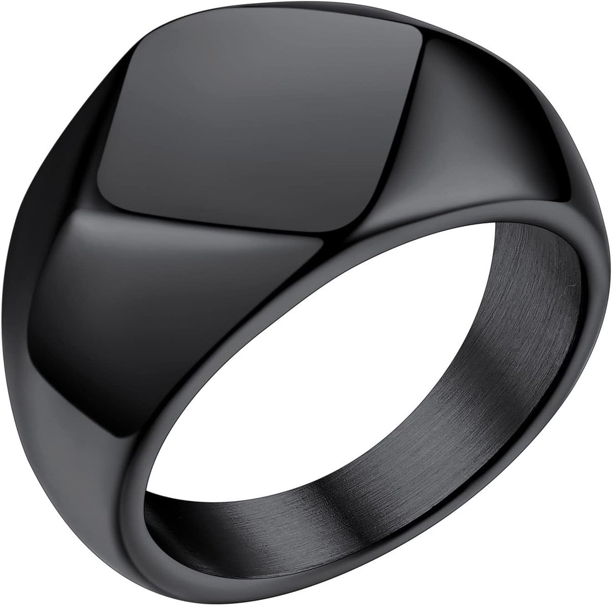 Bestyle Stainless Steel Signet Ring for Men, Shiny Letter/Name/Sentence/Number/Number, Personalised Engraving - ShopVlot